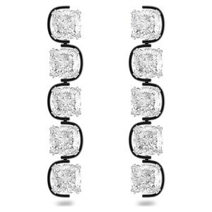 Swarovski Harmonia drop earrings, Cushion cut floating crystals, White